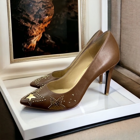 Michael Kors Womens Heels Pumps Size 8.5 Sia Starry Night Super Star Go… - Picture 2 of 2